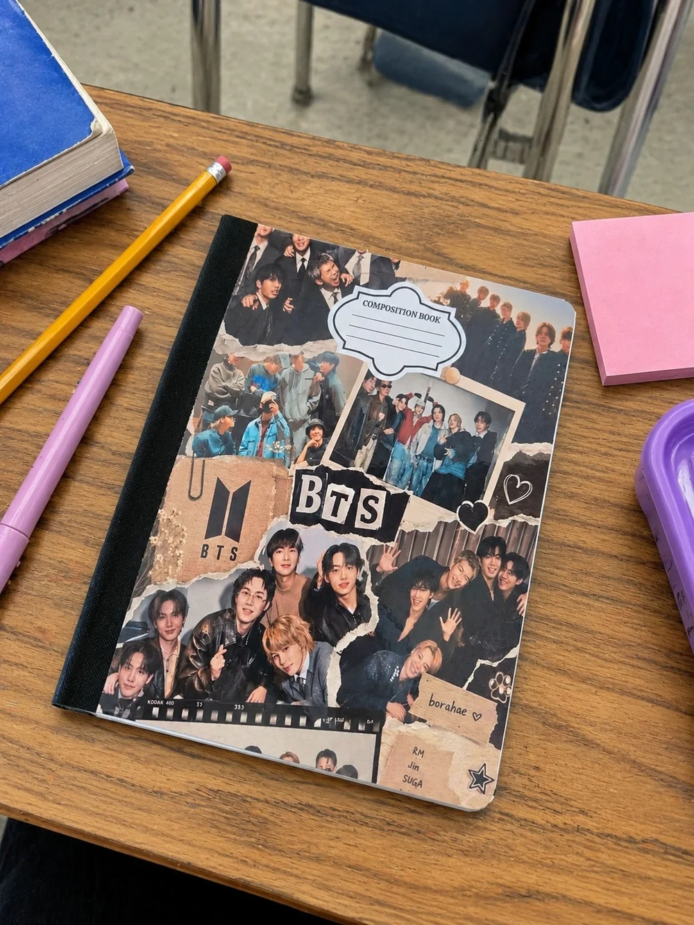 BTS Themed Black Notebook Journal - K-Pop Fan Accessory
